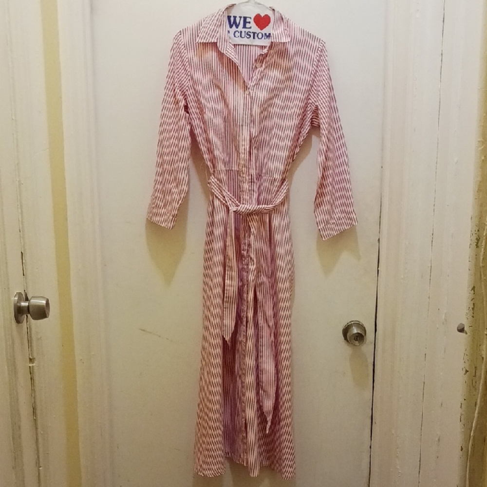 Red and White Striped Long Dress